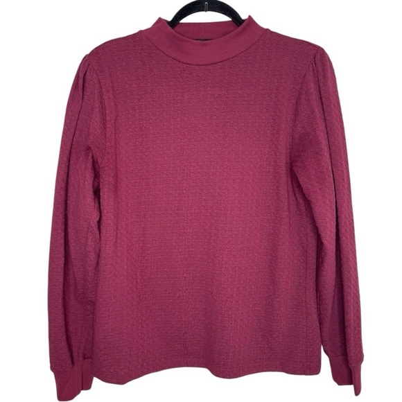 J.Crew Mock Neck Gathered Shoulder Knit Top Size Medium - Picture 1 of 5